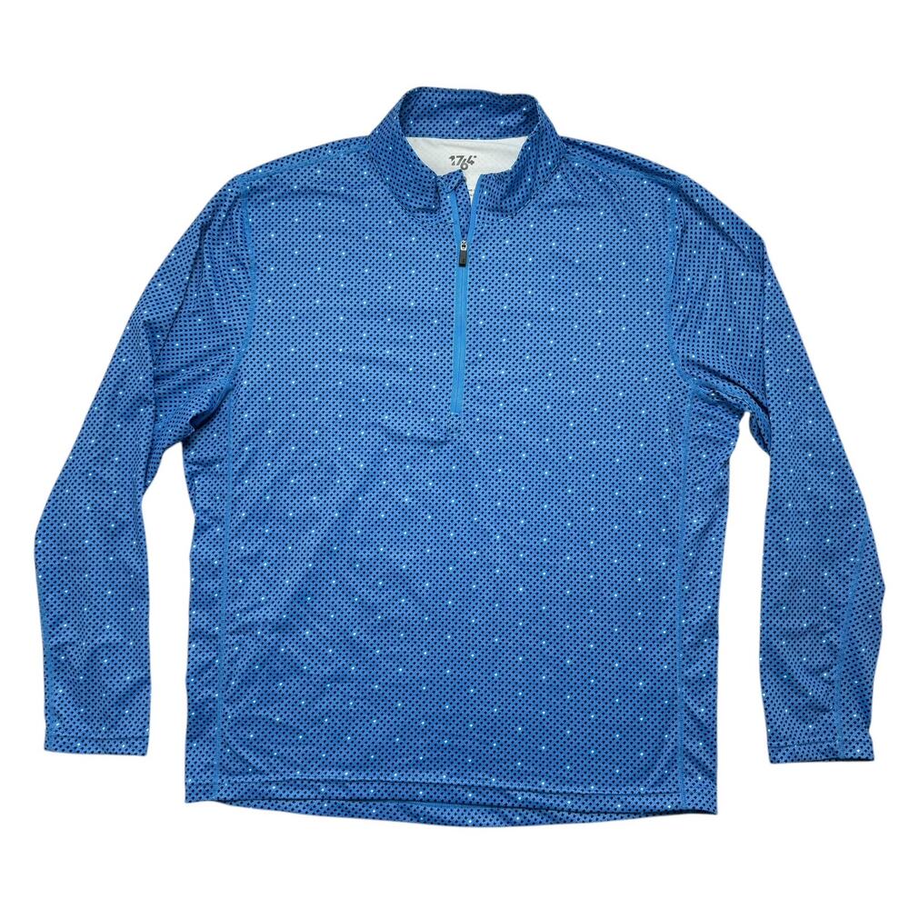 1764 Blue Arrow Print 1/2 Zip Long Sleeve Collared Shirt Size Large Mens Golf